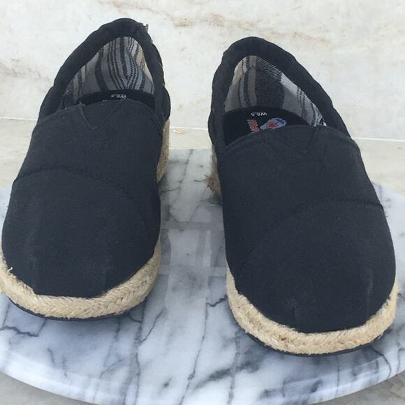 BOBS by Skechers Memory Foam Black Canvas Espadrille Loafer Women's Size 6.5 - Picture 7 of 16